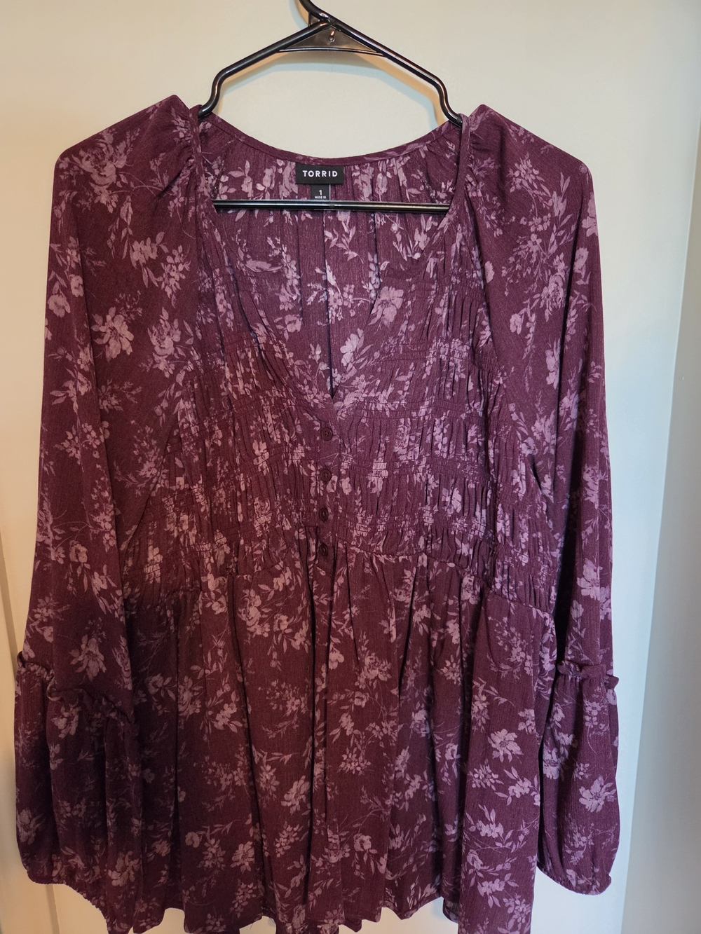 torrid Plum Floral Peasant Tunic
